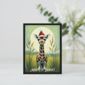 Baby Giraffe Fleur Botanique Carte postale de Noël (Debout devant)