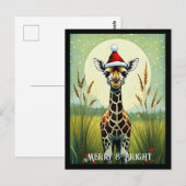 Baby Giraffe Fleur Botanique Carte postale de Noël (Devant / Derrière)