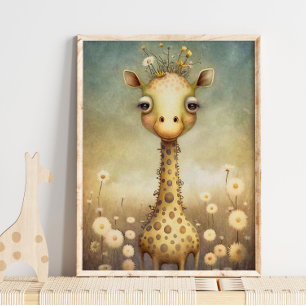 Baby Giraffe Floral Africain Impression murale d