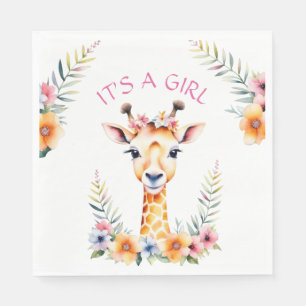 Baby Giraffe Floral, het is een meisje BABY SHOW Servet