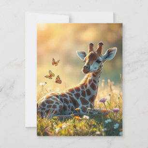 Baby Giraffe in de zon Briefkaart