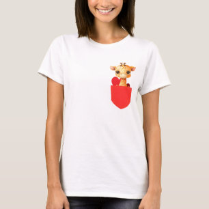 Baby Giraffe in een gedrukte rode zak T-shirt