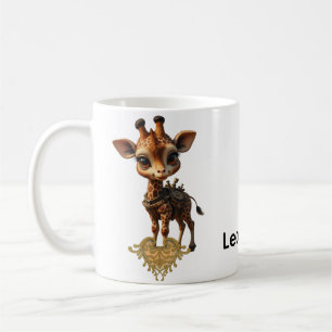 Baby giraffe in steampunk-cartoon koffiemok