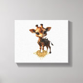 Baby giraffe in steampunk-cartoon stijl Classic T- Canvas Afdruk (Voorkant)