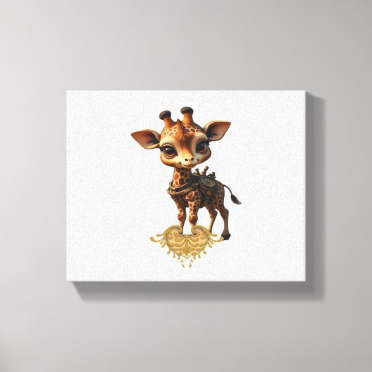 Baby giraffe in steampunk-cartoon stijl Classic T- Canvas Afdruk (Voorkant)