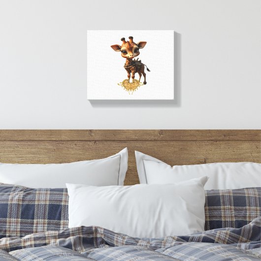 Baby giraffe in steampunk-cartoon stijl Classic T- Canvas Afdruk (Insitu (Slaapkamer))
