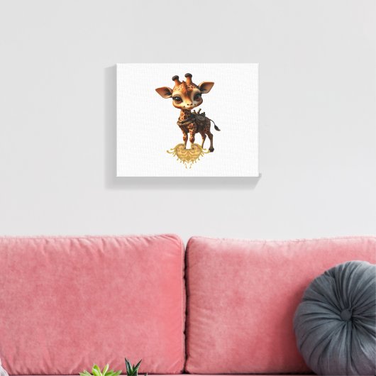 Baby giraffe in steampunk-cartoon stijl Classic T- Canvas Afdruk (Insitu (Woonkamer))