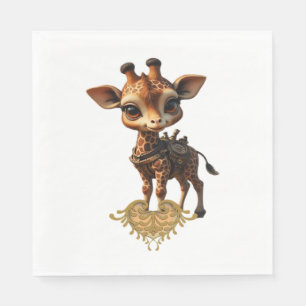 Baby giraffe in steampunk-cartoon stijl Classic T- Servet