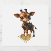 Baby giraffe in steampunk-cartoon stijl Classic T- Sparkling Wijnetiket (Enkel label)