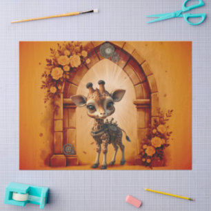 Baby giraffe in steampunk-cartoon tissuepapier