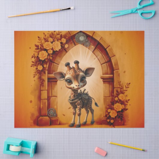 Baby giraffe in steampunk-cartoon tissuepapier (Craft)