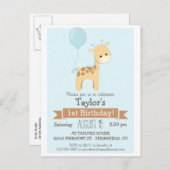 Baby Giraffe Invitation de fête d'anniversaire de  (Devant / Derrière)