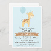 Baby Giraffe Invitation de fête d'anniversaire de  (Devant / Derrière)