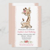 Baby Giraffe Invitation fête d'anniversaire (Devant / Derrière)