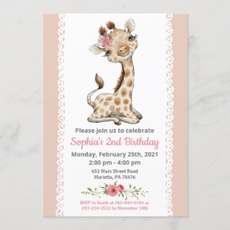 Baby Giraffe Invitation fête d'anniversaire