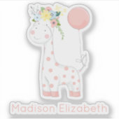 Baby Giraffe met bloemenkroon kwekerij aangepaste Sticker (Voorkant)