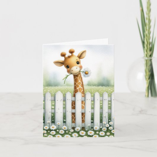 Baby Giraffe met Daisy Notecard Kaart (Voorkant)