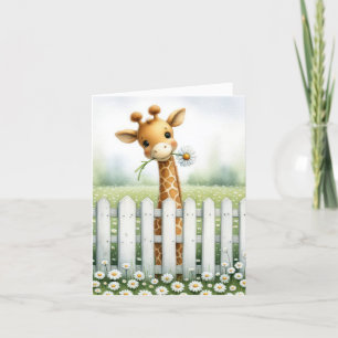 Baby Giraffe met Daisy Notecard Kaart