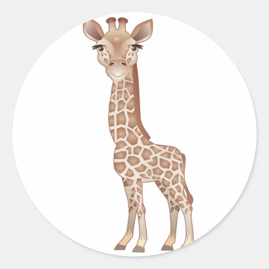 Baby Giraffe Ronde Sticker (Voorkant)