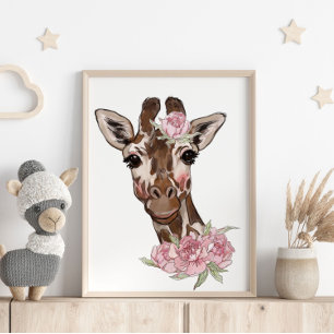 Baby Giraffe Roos Gepersonaliseerd Poster   Wandaf