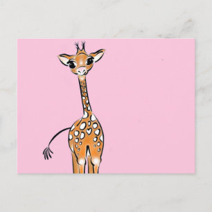 Baby Giraffe - roze Briefkaart