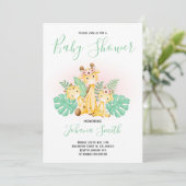 Baby Giraffe Safari Baby shower Uitnodiging (Staand voorkant)