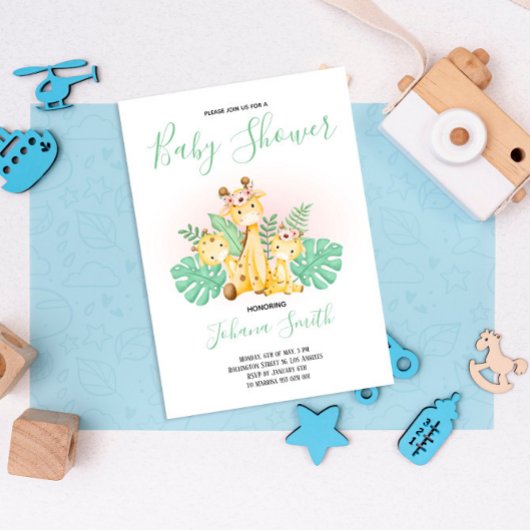 Baby Giraffe Safari Baby shower Uitnodiging