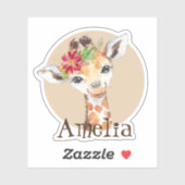 Baby Giraffe Safari Oerwoud gepersonaliseerd Sticker (Vel)