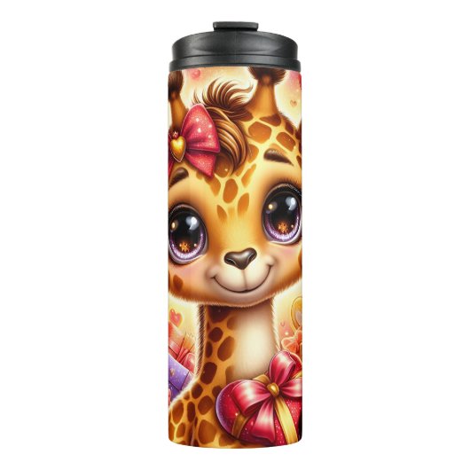 Baby Giraffe Valentine Gift Box Wrap Thermosbeker (Voorkant)