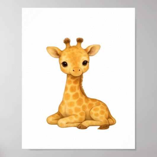 Baby Giraffe Watercolor Print – Kunst voor in de k (Voorkant)