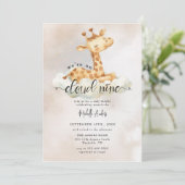 Baby-Giraffe | Waterverf Baby Shower Uitnodigingen (Staand voorkant)