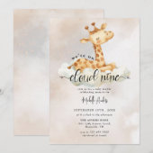 Baby-Giraffe | Waterverf Baby Shower Uitnodigingen (Voorkant / Achterkant)