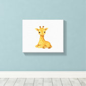 Baby Giraffe Waterverf Print – Kunst voor de kinde (Insitu (Houten vloer))