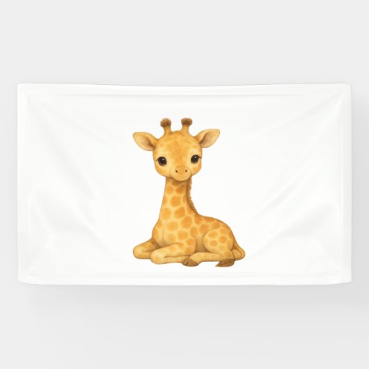 Baby Giraffe Waterverf Print – Nursery Wall Art O Spandoek (Horizontaal)
