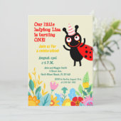 Baby girl 1er anniversaire ladybug fête invitation (Debout devant)