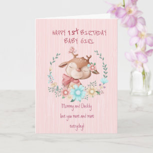 Baby Girl 1st. Birthday Kaart