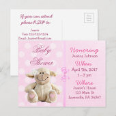Baby Girl Agneau rose Baby shower Invitation (Devant / Derrière)