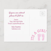 Baby Girl Agneau rose Baby shower Invitation (Dos)