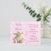 Baby Girl Agneau rose Baby shower Invitation (Debout devant)