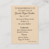 Baby Girl Angel Baptismal Souvenir Carte Sainte (Dos)