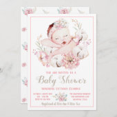 Baby Girl Aquarelle Bébé Douche Invitations (Devant / Derrière)