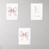 Baby Girl Aquarelle Rose Bow & Monogramme Nom (Recto)