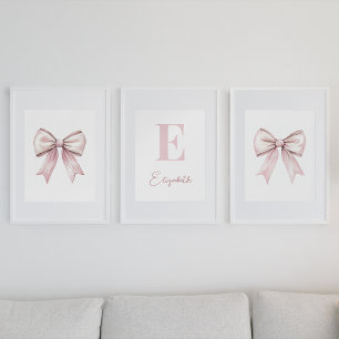 Baby Girl Aquarelle Rose Bow & Monogramme Nom