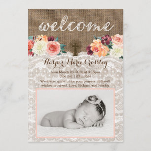 Baby Girl Automne Automne Cartes Faire-part de nai