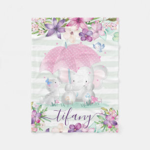 Baby Girl Baby Blanket met Floral Elephant Fleece Deken