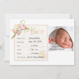 Baby Girl Baby Faire-part Nouveau-né