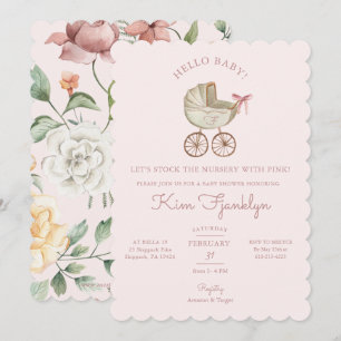 Baby Girl Baby shower nodigt uit in roze Kaart