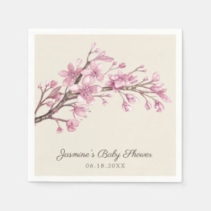 Baby Girl Baby shower Roze Floral Cherry Blossom Servet