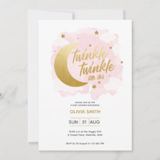 Baby Girl Baby shower Uitnodigen met Roze Sterren Kaart