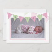Baby Girl Banner Flags Birth Foto kondiging Kaart (Voorkant)